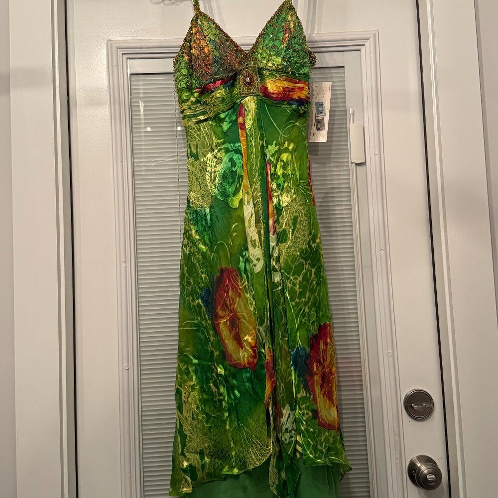 Sue Wong | Dresses | Sue Wong Nocturne Dress 6 4 Evening Cocktail Beaded 5  Green Designer Silk Midi | Poshmark